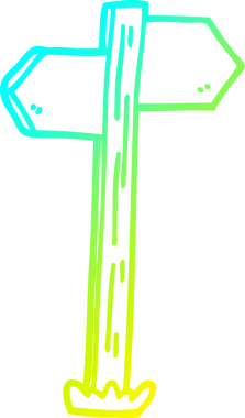 Soğuk gradyan çizgi çizimi bir insan tarafından çizilmiş yön tabelaları