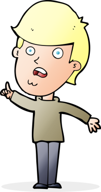 Çizgi filmci bir insan tarafından çizilmiş sorular soruyor.