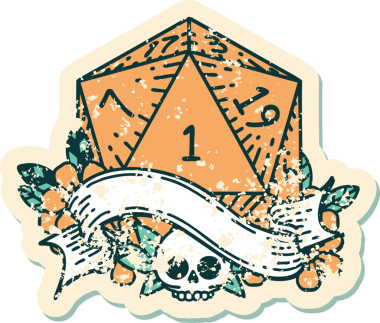 Retro Dövme Biçimi Doğal Bir d20 zar bir insan tarafından çizildi