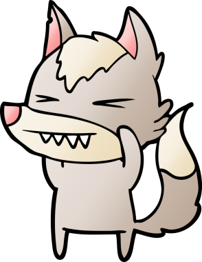 Bir insan tarafından çizilmiş kızgın kurt çizgi filmi.