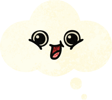 Bir insan tarafından çizilen düşünce baloncuğunun retro çizim tarzı karikatürü