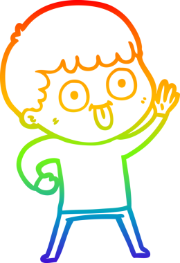 Gökkuşağı gradyan çizgi çizimi bir insan tarafından çizilmiş bir karikatür adam