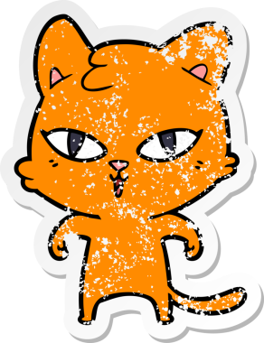 Bir insan tarafından çizilmiş karikatür bir kedinin sıkıntılı çıkartması.