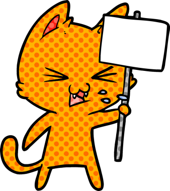 Bir insan tarafından çizilen karikatür kedisi