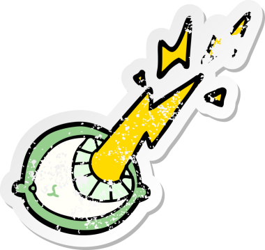 Bir insan tarafından çizilmiş ürkütücü sihirli göz şeklindeki karikatür çıkartması.