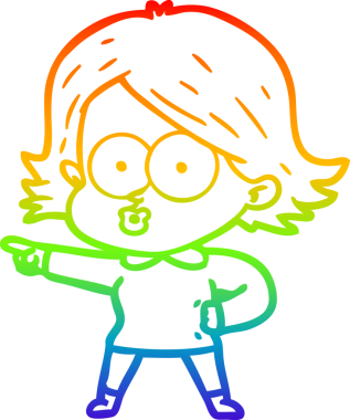 Gökkuşağı gradyan çizimi Bir insan tarafından çizilen çizgi film kızı