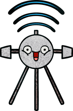 Bir insan tarafından çizilmiş bir uydunun retro grunge desen karikatürü