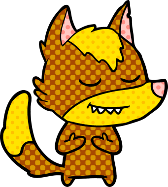 Bir insan tarafından çizilmiş tilki çizgi film karakteri