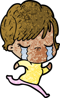 Bir insan tarafından çizilmiş ağlayan çizgi film kadını.