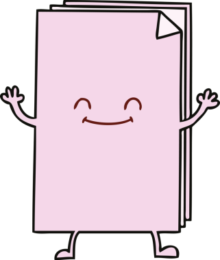 Bir insan tarafından çizilmiş garip bir çizgi film mutlu kağıtlar yığını