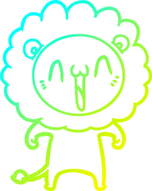 Bir insan tarafından çizilmiş mutlu çizgi film aslanı çizimi.