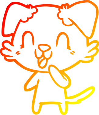 Bir insan tarafından çizilmiş gülen çizgi film köpeğinin sıcak çizgi çizgisi.