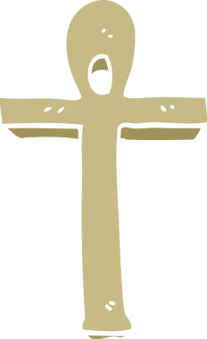 bir insan tarafından çizilmiş düz renk çizgi film ankh sembolü