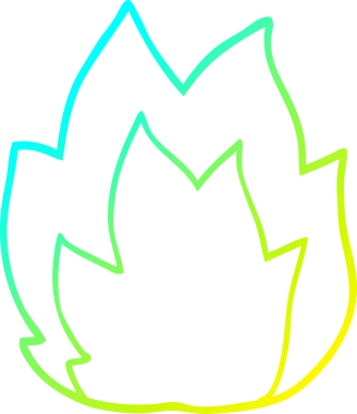 Bir insanın çizdiği çizgi film alevinin soğuk gradyan çizgisi.