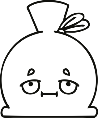 Bir insan tarafından çizilmiş çuval karikatürü.