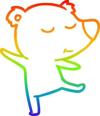 Gökkuşağı gradyanı çizimi mutlu bir çizgi film ayısı insan tarafından çizilmiş.