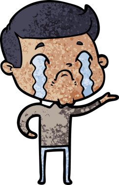 Bir insan tarafından çizilmiş ağlayan çizgi film adamı.