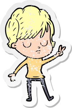 Bir insan tarafından çizilmiş karikatür bir kadının sıkıntılı çıkartması.