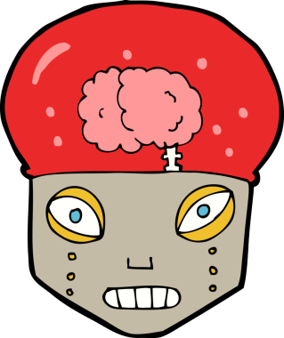 Bir insan tarafından çizilmiş ürkütücü robot kafası.