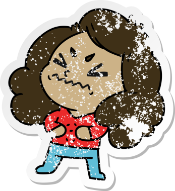 Bir insan tarafından çizilmiş tatlı kawai kızının serbest sticker 'ı.