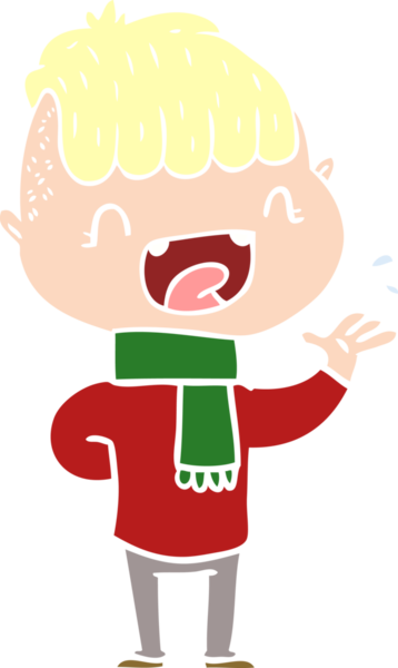 Düz renkli çizgi film mutlu çocuk bir insan tarafından çizilmiş.