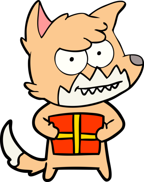 Bir insan tarafından çizilmiş, sırıtan tilki çizgi filmi