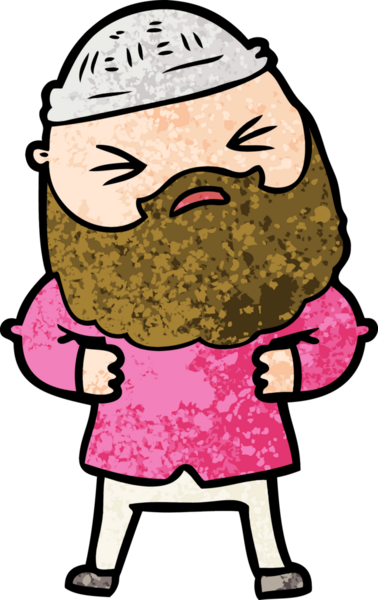 Bir insan tarafından çizilmiş sakallı bir çizgi film adamı.