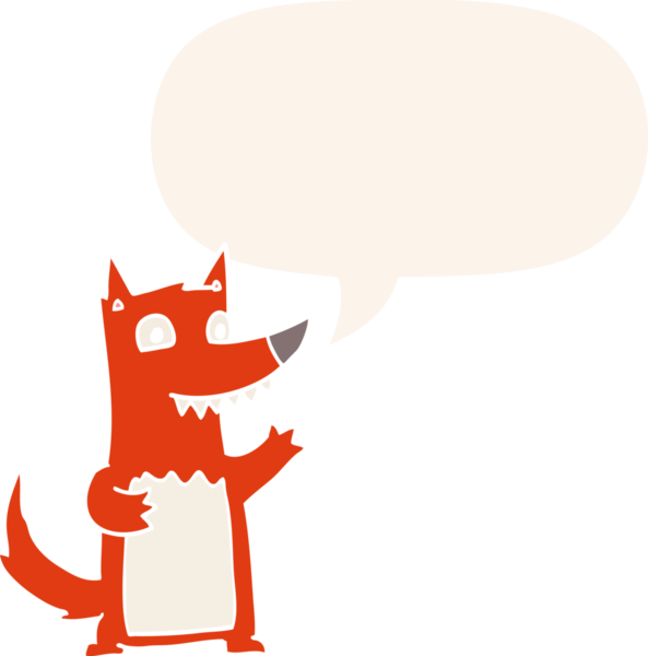 bir insan tarafından çizilmiş, konuşma baloncuklu çizgi film kurdu.