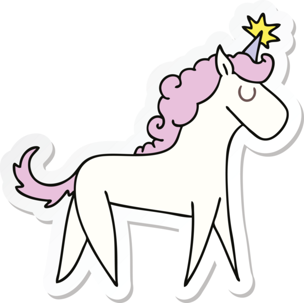 Bir insan tarafından çizilmiş tek boynuzlu atın garip bir el yazısı.