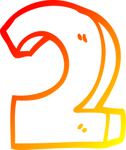 Bir insan tarafından çizilen iki numaralı çizgi filmin sıcak gradyan çizimi