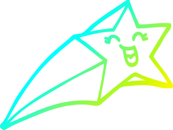 Bir insan tarafından çizilmiş bir çizgi film yıldızının soğuk gradyan çizimi.