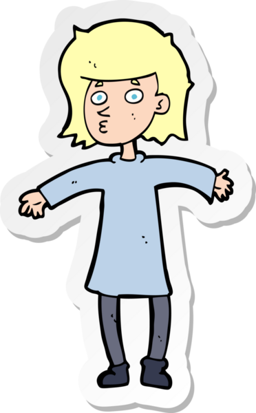 Bir insan tarafından çizilmiş bir çizgi film karakterinin çıkartması.