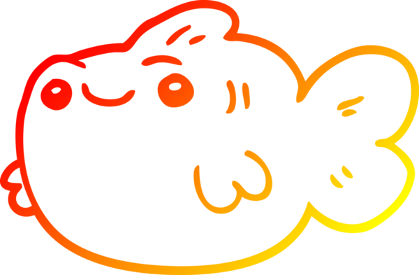 Bir insan tarafından çizilmiş karikatür balığının sıcak çizgi çizimi