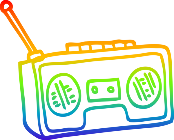 gökkuşağı gradyan çizgi çizimi bir insan tarafından çizilmiş bir radyo oynatıcısı