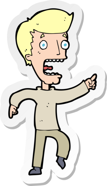 Bir insan tarafından çizilmiş bir karikatürün çıkartması.