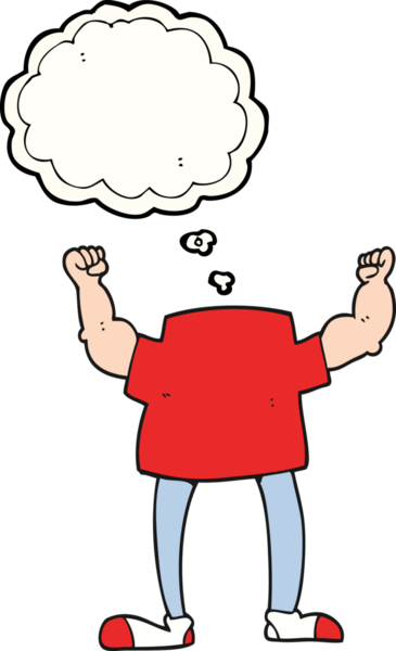 Bir insan tarafından çizilmiş serbest çizilmiş düşünce kabarcığı başsız adam.