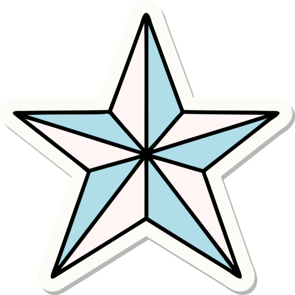 Bir insan tarafından çizilmiş geleneksel bir yıldız stiliyle dövme çıkartması.