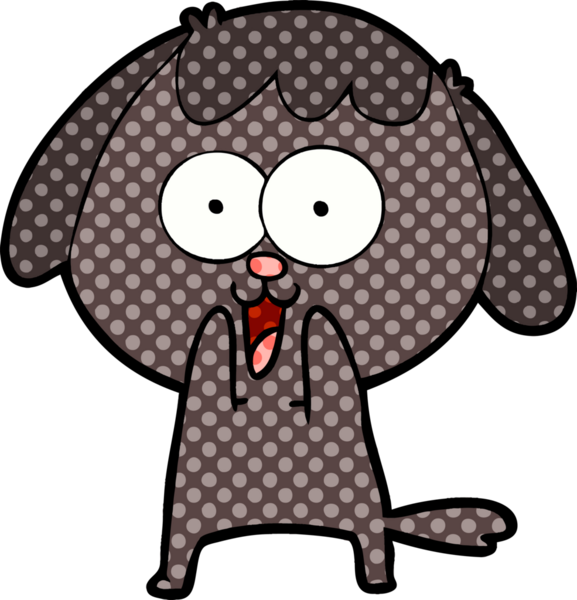 Bir insan tarafından çizilmiş şirin bir çizgi film köpeği.