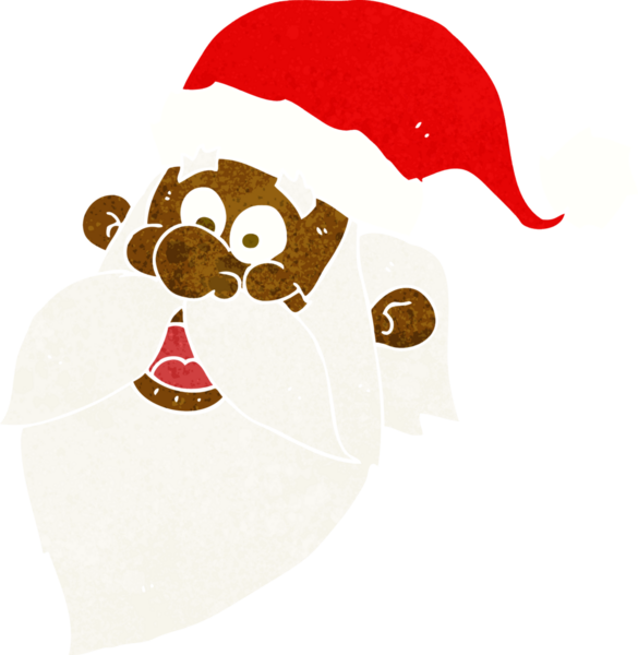 Bir insan tarafından çizilmiş neşeli Noel Baba yüzü.