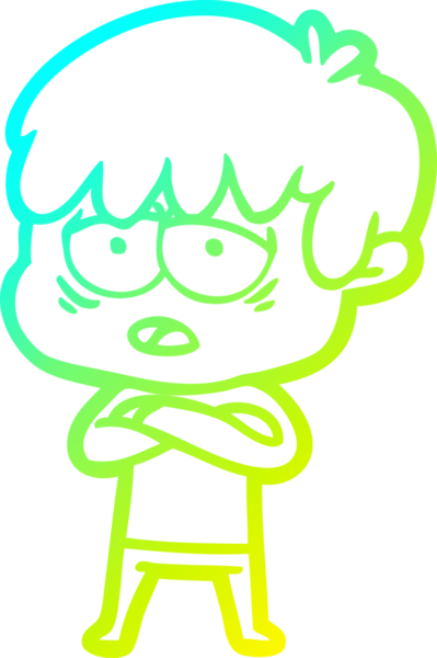 Bir insan tarafından çizilmiş, bitkin bir çocuğun soğuk çizgi çizimi.