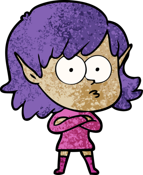 Bir insan tarafından çizilmiş çizgi film elf kızı.