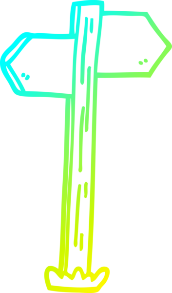 Soğuk gradyan çizgi çizimi bir insan tarafından çizilmiş yön tabelaları