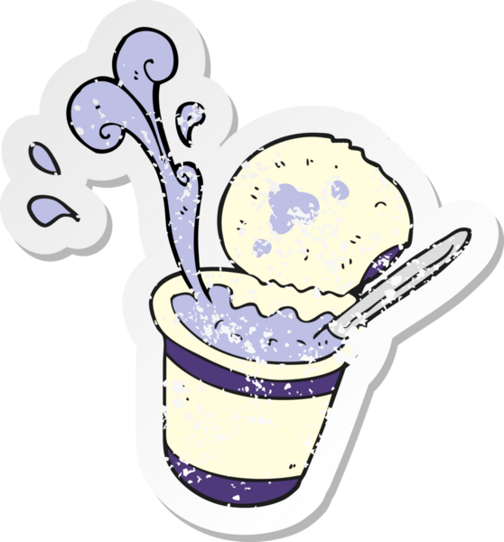 Bir insan tarafından çizilmiş bir yoğurt kutusunun gerilimli yapıştırması.