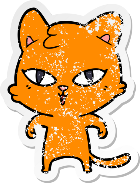 Bir insan tarafından çizilmiş karikatür bir kedinin sıkıntılı çıkartması.