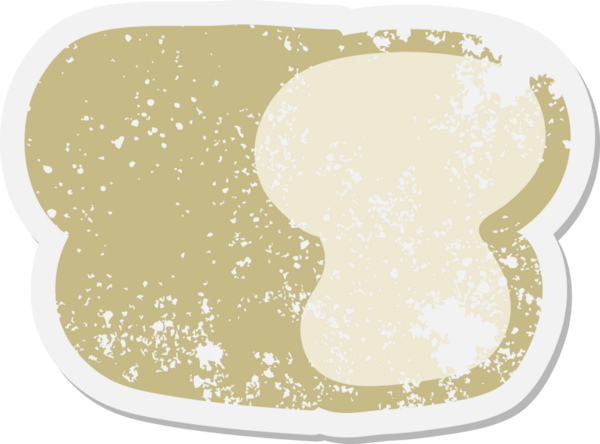 Bir insan tarafından çizilmiş bir parça ekmek grunge etiketi