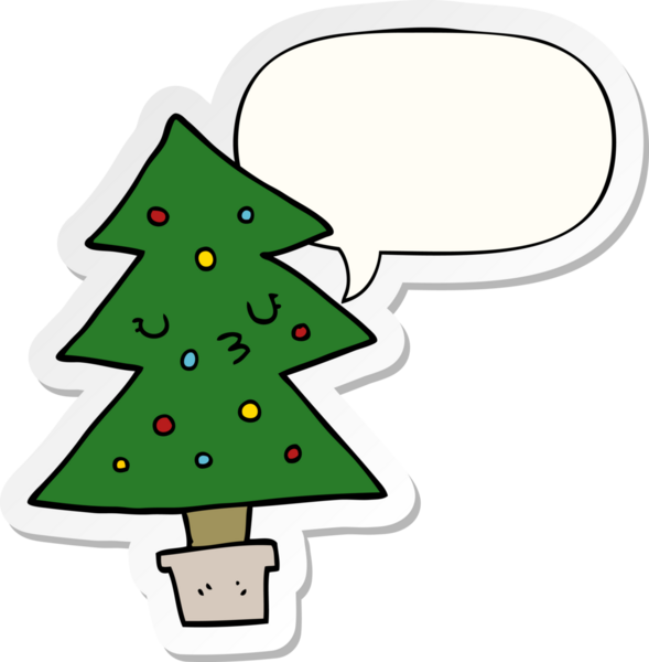Bir insan tarafından çizilmiş konuşma kabarcığı etiketli bir noel ağacı.
