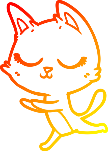 Bir insan tarafından çizilmiş sakin bir çizgi film kedisinin sıcak çizgi çizgisi.