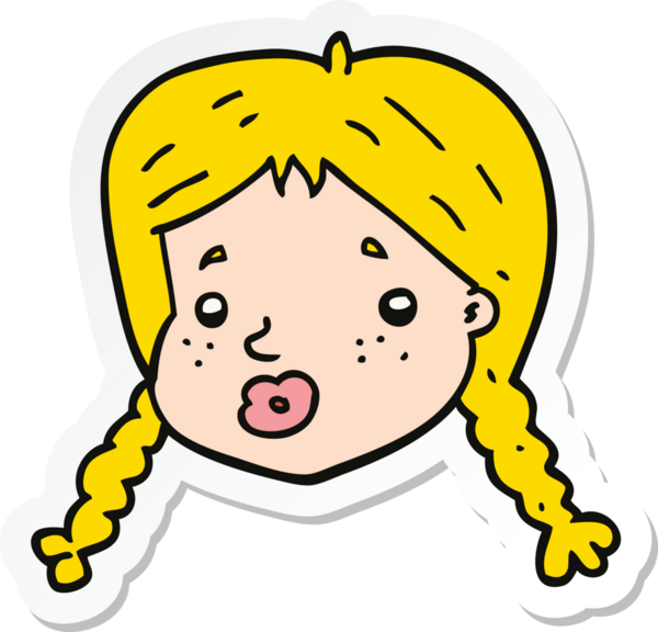 Bir insan tarafından çizilmiş bir karikatür kızının yüzü.