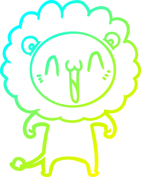 Bir insan tarafından çizilmiş mutlu çizgi film aslanı çizimi.