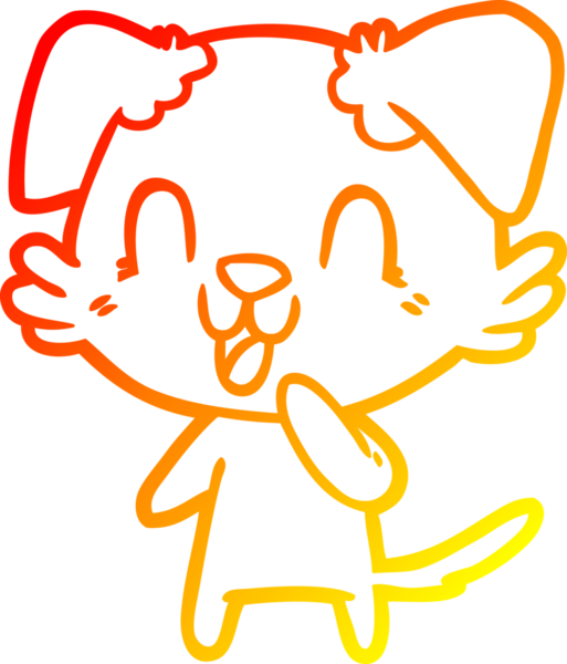 Bir insan tarafından çizilmiş gülen çizgi film köpeğinin sıcak çizgi çizgisi.